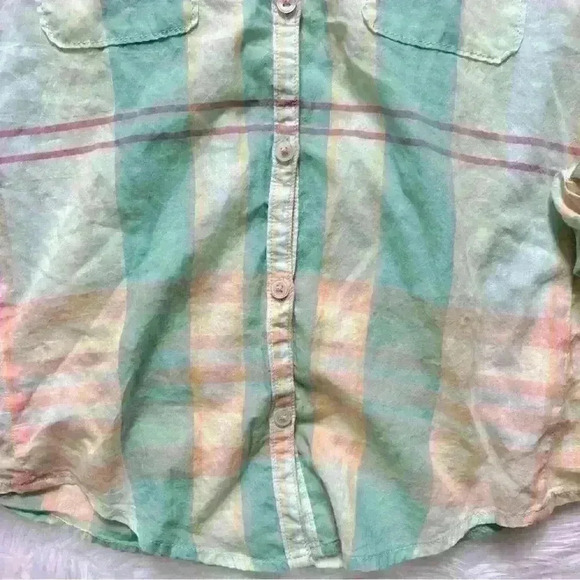 Anthropologie Holding Horses Tiby Pastel Plaid Button Down Popover Shirt - Picture 7 of 9